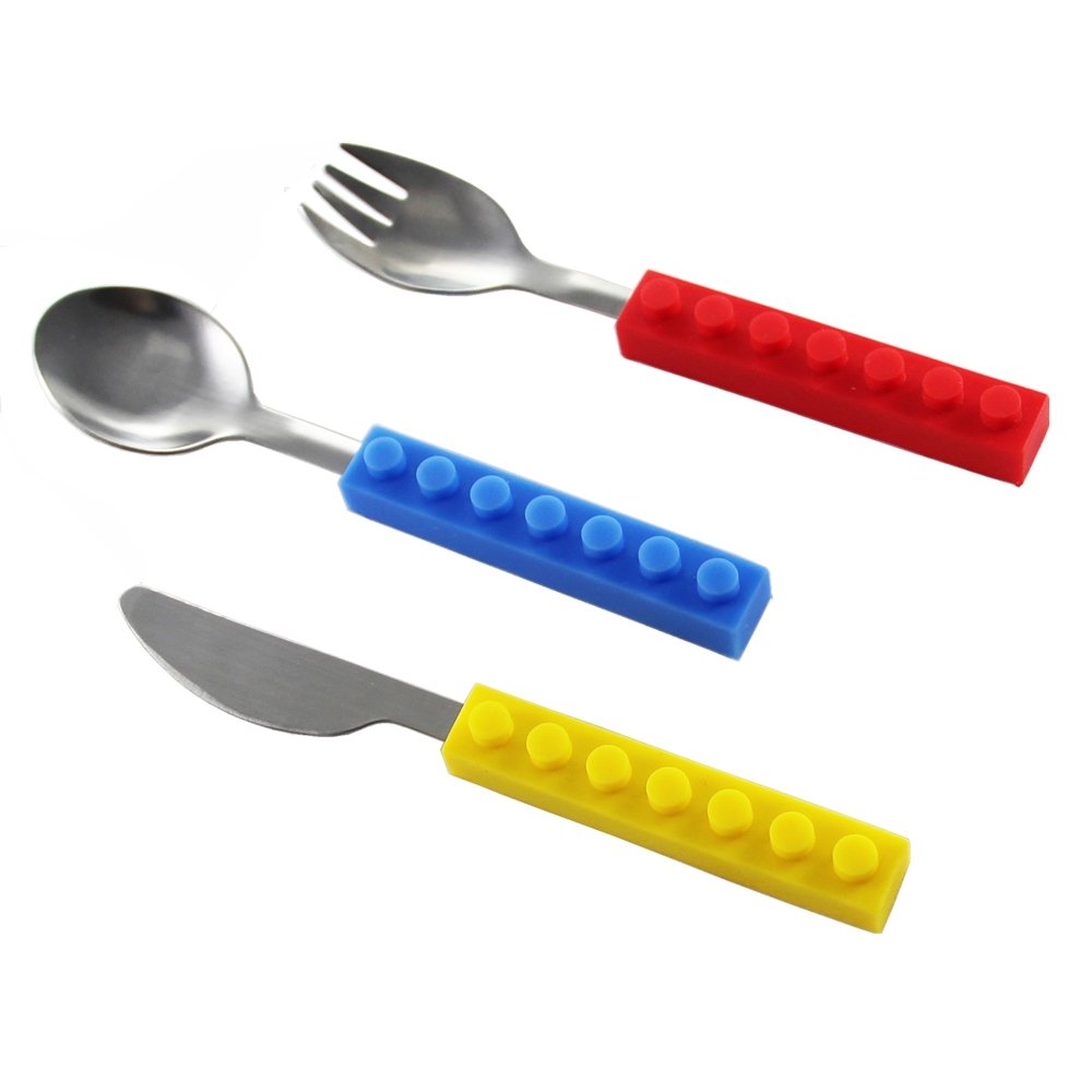 3PCS Creative bricks silicone stainless steel Portable Travel Kids - TheraplayKids