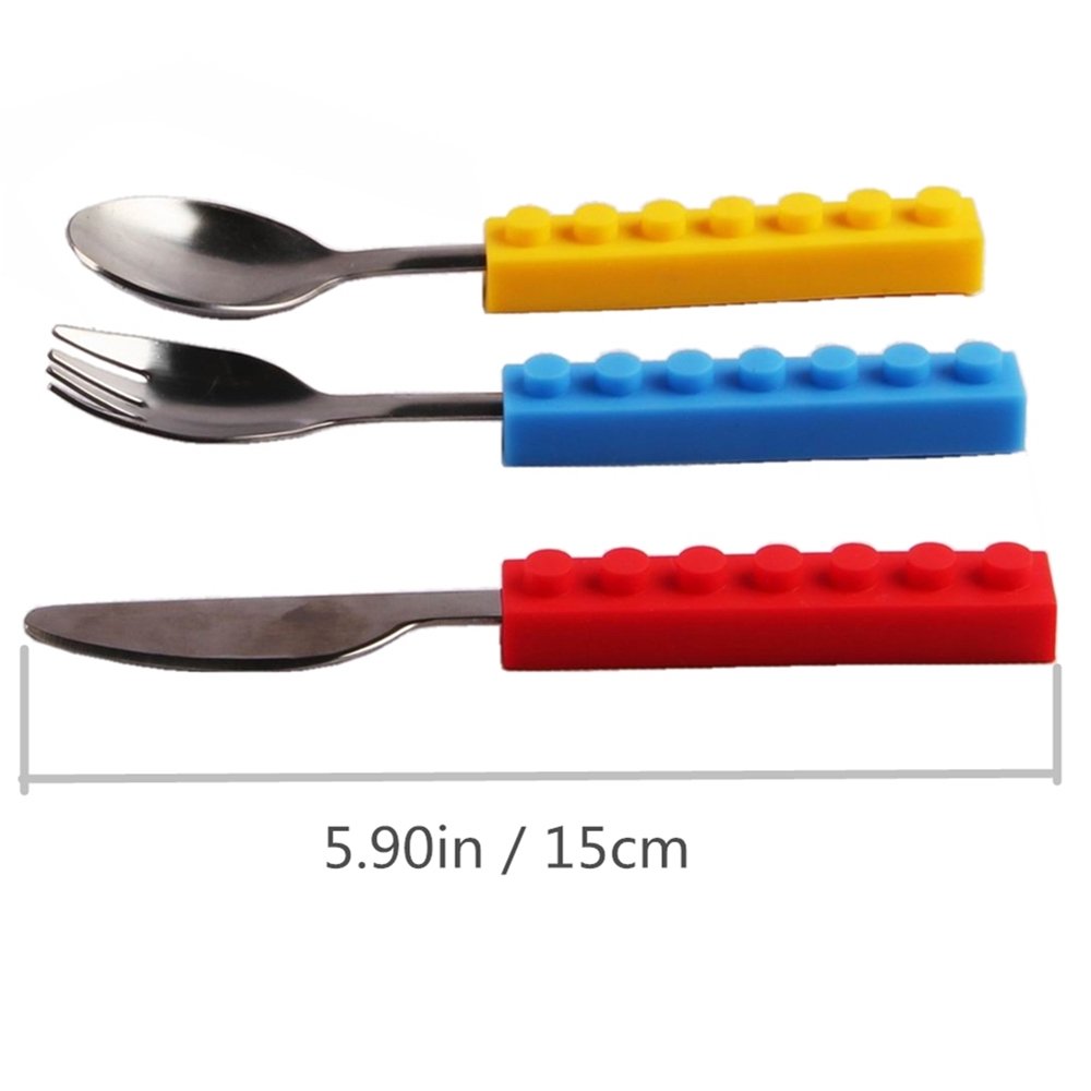 3PCS Creative bricks silicone stainless steel Portable Travel Kids - TheraplayKids