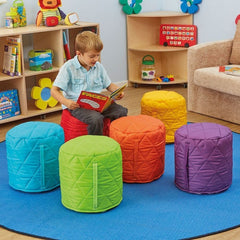 6 Pack Small Quilted Bean Bag Pouffes - TheraplayKids