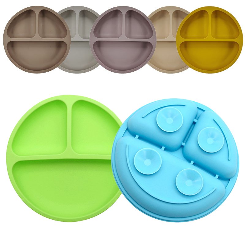 Baby Silicone Dining Plate Kids Feeding Plate Sucker Bowl Solid Cute - TheraplayKids