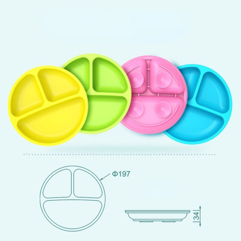 Baby Silicone Dining Plate Kids Feeding Plate Sucker Bowl Solid Cute - TheraplayKids