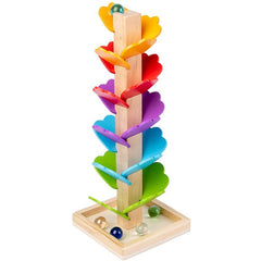 Montessori Kids Educational Toy Blocks Wood Tree Marble Ball Run Track