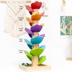 Montessori Kids Educational Toy Blocks Wood Tree Marble Ball Run Track