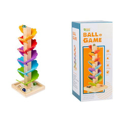 Montessori Kids Educational Toy Blocks Wood Tree Marble Ball Run Track