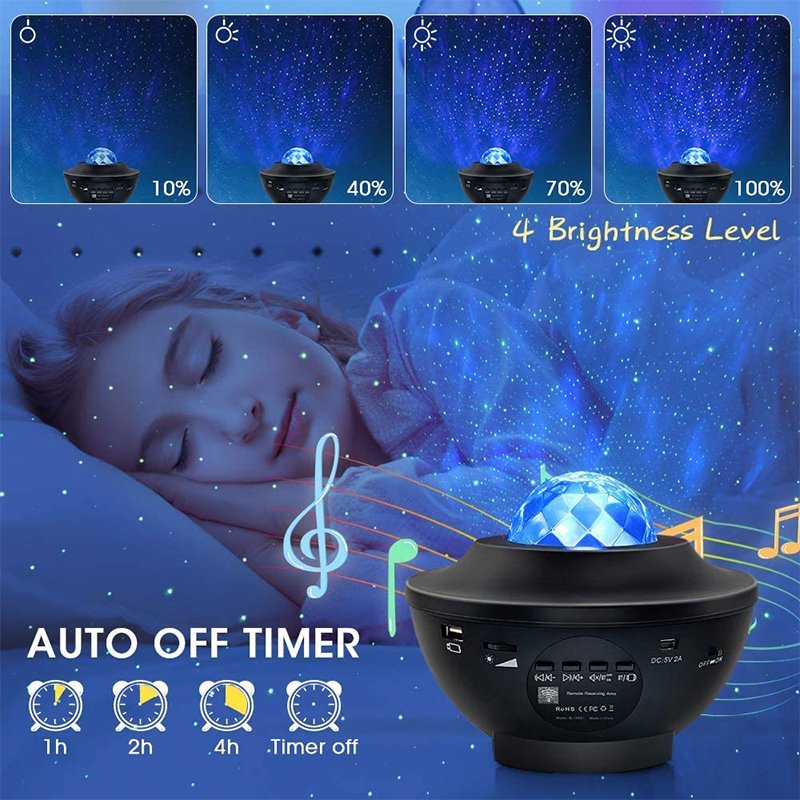 USB LED Star Projector Night Light Music Starry Water Wave LED Light - TheraplayKids