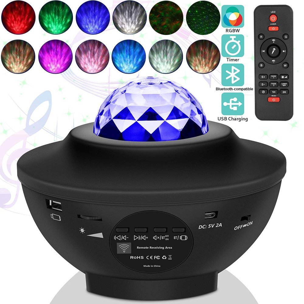 USB LED Star Projector Night Light Music Starry Water Wave LED Light - TheraplayKids